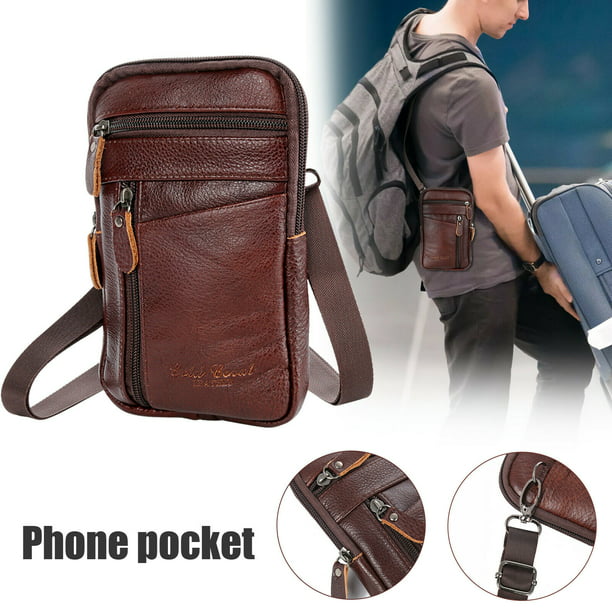 Fashion personality Leather Waist Packs Fanny Pack Belt Bag Phone Pouch Bags Travel Waist Pack Male Small Waist Bag Leather Pouch 